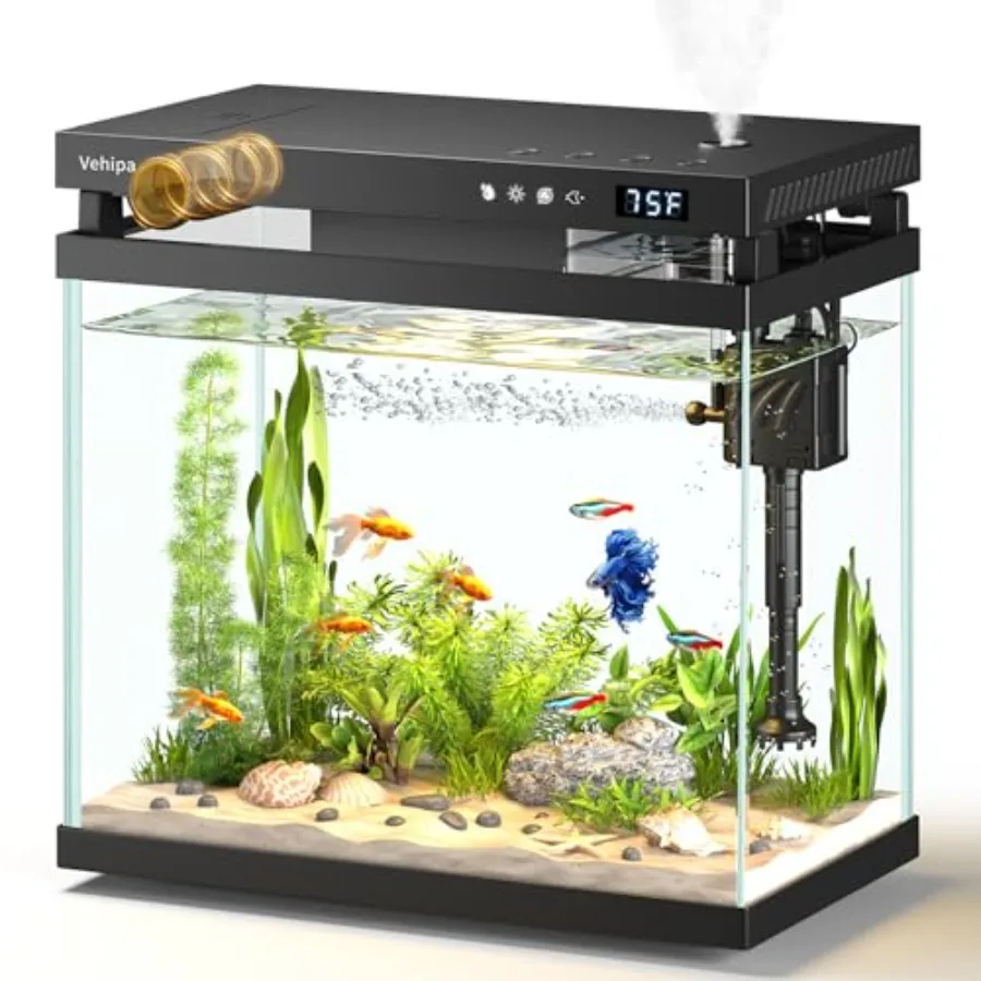Fish Tank 2.2 Gallon Smart Aquarium Small Fish Aquarium Kits with Smart Humidifier Auto Feeder Silent Water Pump Temperature Di
Fish Tank 2.2 Gallon Smart Aquarium Small Fish Aquarium Kits with Smart Humidifier Auto Feeder Silent Water Pump Temperature Di