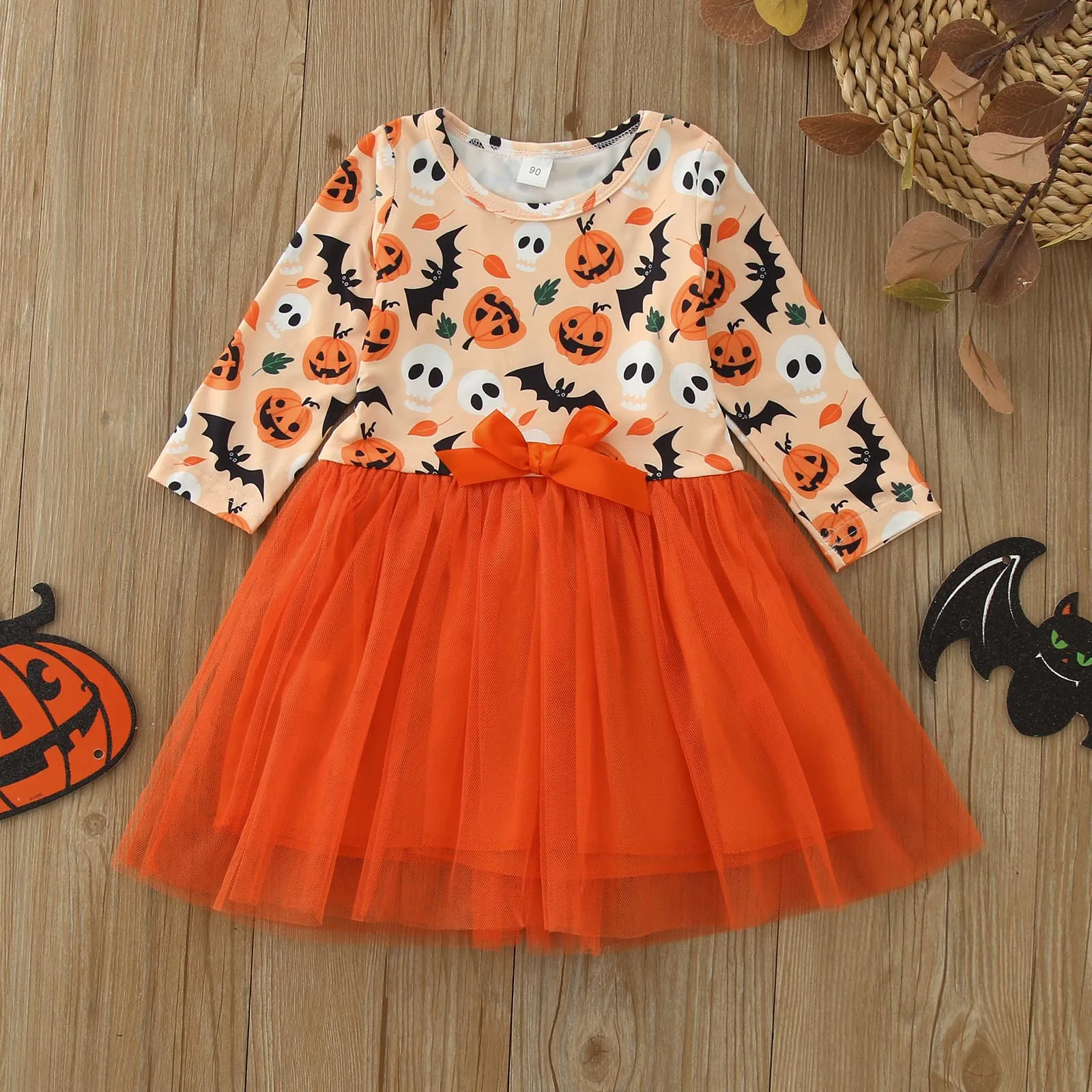 Autumn Halloween Kids Girls Dress Pumpkin Print Layered Tulle Long Sleeve Bow Princess Dress Winter Casual Clothes Cosplay Dress
Autumn Halloween Kids Girls Dress Pumpkin Print Layered Tulle Long Sleeve Bow Princess Dress Winter Casual Clothes Cosplay Dress