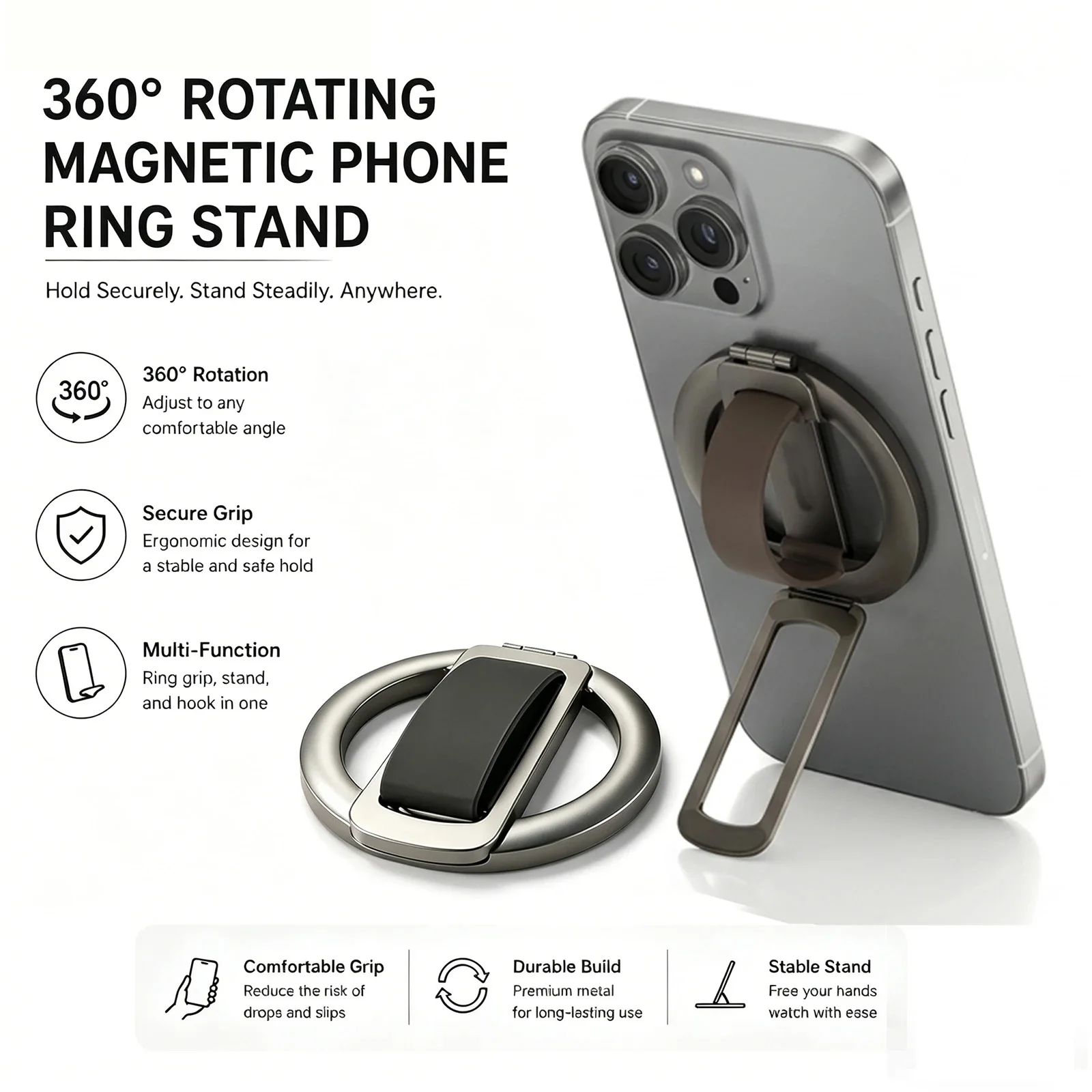 Universal Magnetic Folding Phone Grip silicone finger Phone holder ring 360° Rotation For Magsafe Holder iPhone 17 16 15 Samsung
Universal Magnetic Folding Phone Grip silicone finger Phone holder ring 360° Rotation For Magsafe Holder iPhone 17 16 15 Samsung