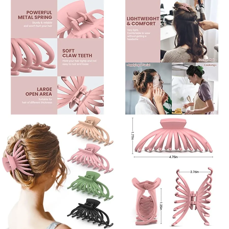 Hair Clips for Women - OPAUL Matte Nonslip Large Hair Claw Clips for Thick and Thin Hair, 4.7 Inch Strong Hold Big Hair Clips F
Hair Clips for Women - OPAUL Matte Nonslip Large Hair Claw Clips for Thick and Thin Hair, 4.7 Inch Strong Hold Big Hair Clips F