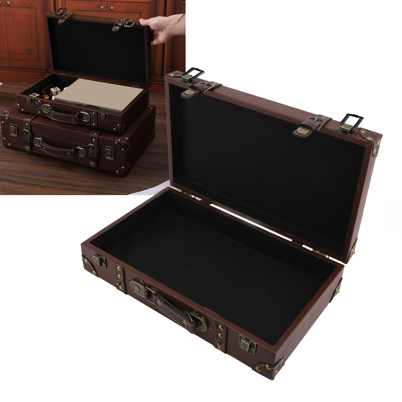 Vintage Suitcase 34x20.5x8cm Wooden Leather Decorative Luggage Trunk For Decoration Storage Photography
Vintage Suitcase 34x20.5x8cm Wooden Leather Decorative Luggage Trunk For Decoration Storage Photography