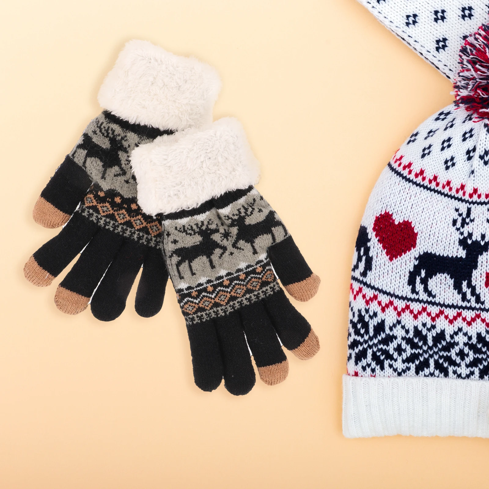 Warm Knitted Winter Full Finger Women Gloves Black Snowflakes Pattern Christmas Gift Riding Gloves Insulated Thermal
Warm Knitted Winter Full Finger Women Gloves Black Snowflakes Pattern Christmas Gift Riding Gloves Insulated Thermal