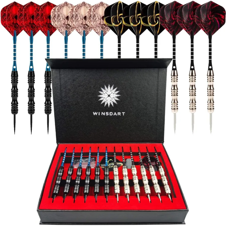 ADKX Steel Tip Darts 12 Pack Set with Nonslip Iron Barrel Aluminum Dart Shafts and Flights for Professional Dart Game Practice
ADKX Steel Tip Darts 12 Pack Set with Nonslip Iron Barrel Aluminum Dart Shafts and Flights for Professional Dart Game Practice