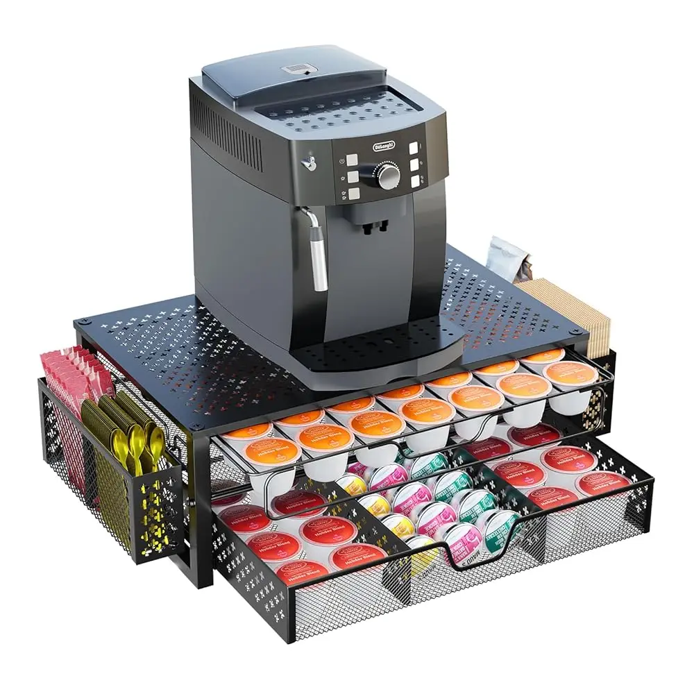 Coffee Pod Holder For K Cups, With 2 Tier Slidng Storage Drawer And Coffee Accessories Holder, 63 Large Or 80 Small Sule
Coffee Pod Holder For K Cups, With 2 Tier Slidng Storage Drawer And Coffee Accessories Holder, 63 Large Or 80 Small Sule