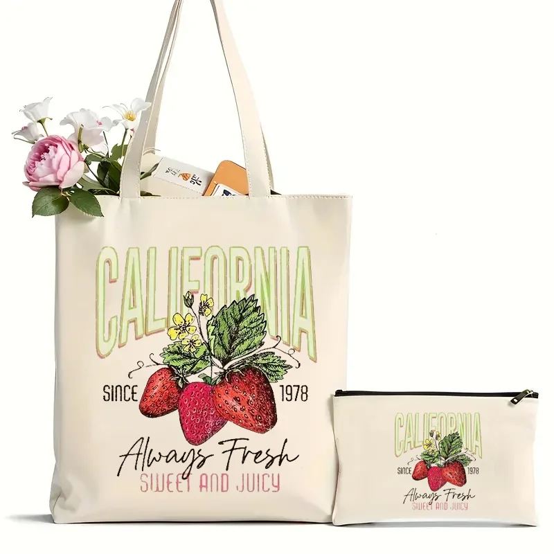 2Pcs Fashion Printed Canvas Tote Bag, Lightweight Portable Shoulder Bag, Casual Daily, Commute, Shopping Handbag
2Pcs Fashion Printed Canvas Tote Bag, Lightweight Portable Shoulder Bag, Casual Daily, Commute, Shopping Handbag
