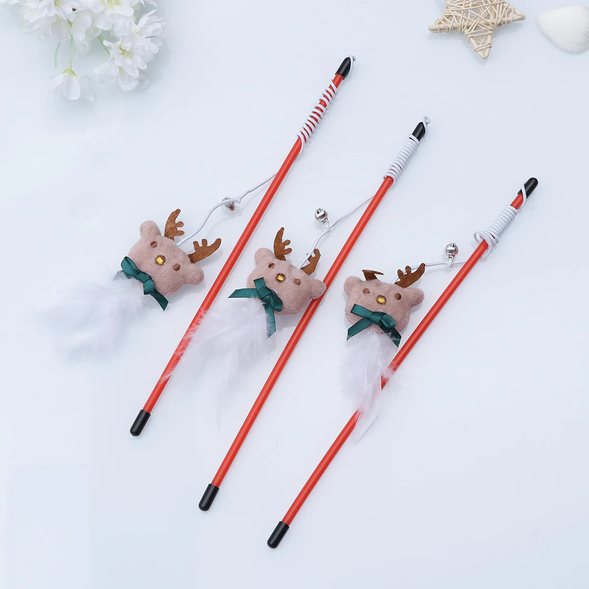 3Pcs Festive Cat Tease Stick Encourages Jumping Chase Exercise Ideal for Cat Behavior Stimulation and Human Pet
3Pcs Festive Cat Tease Stick Encourages Jumping Chase Exercise Ideal for Cat Behavior Stimulation and Human Pet