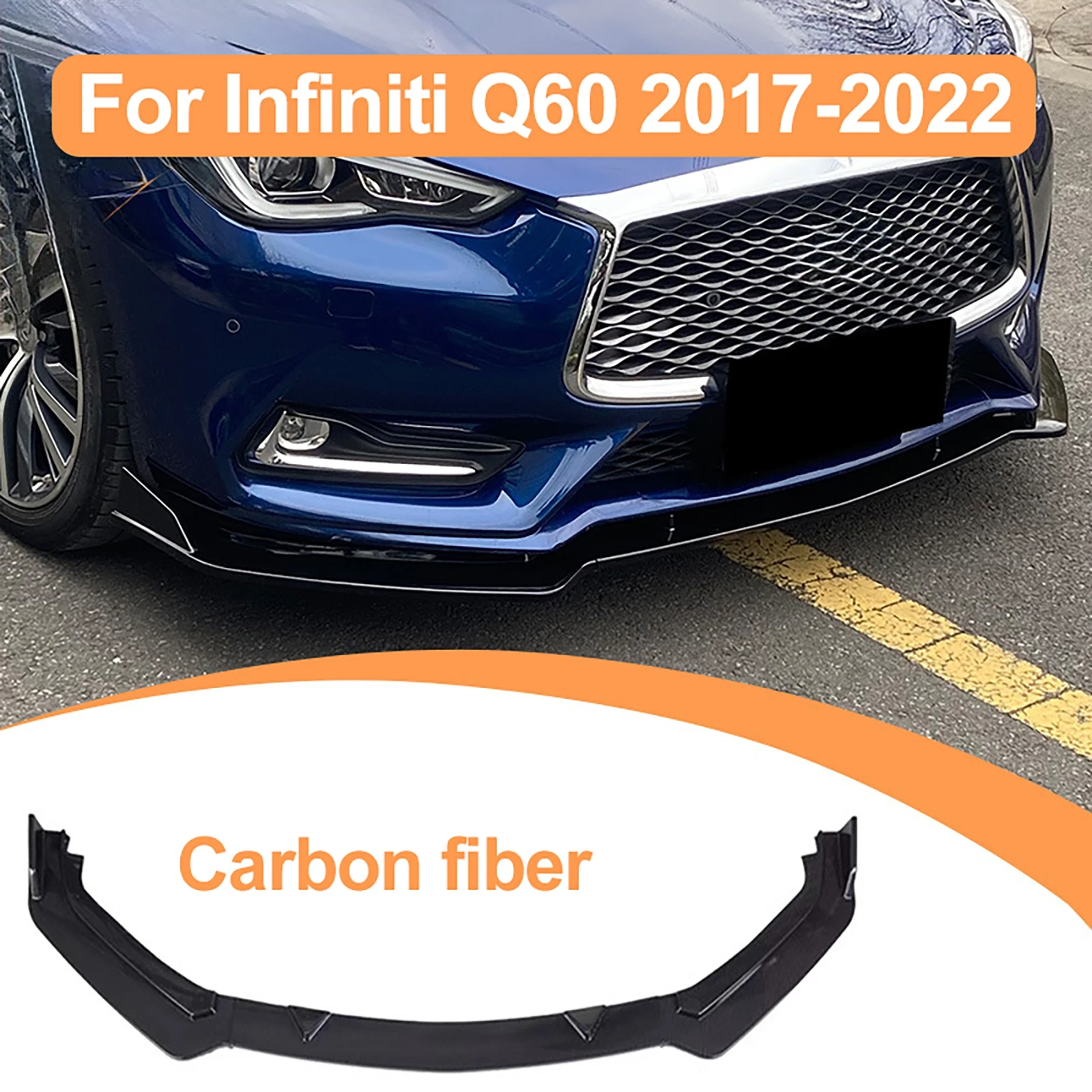 3Pcs/set Carbon Fiber Car Front Bumper Lip Diffuser Spoiler fit for Infiniti Q60 2017-2022
3Pcs/set Carbon Fiber Car Front Bumper Lip Diffuser Spoiler fit for Infiniti Q60 2017-2022