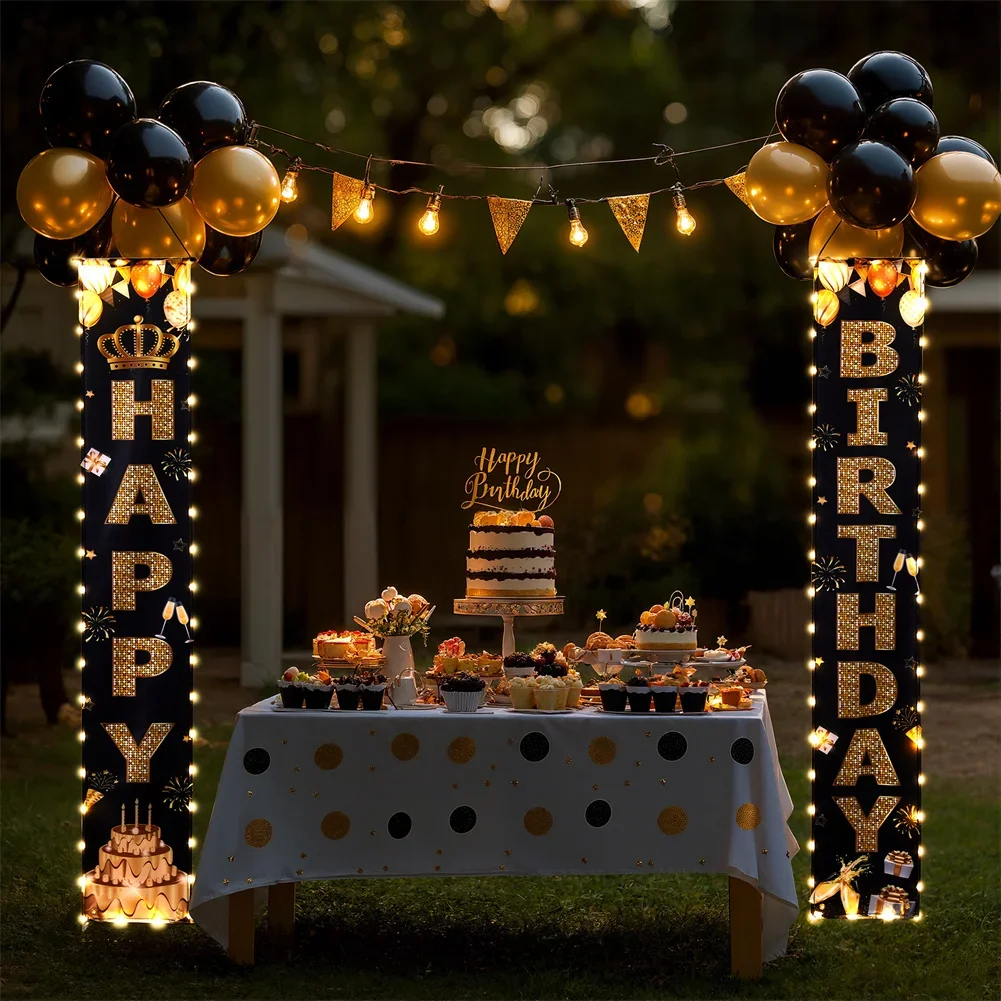 2 PCS Happy Birthday Theme Porch Sign Banner Polyester Wall Hanging Decor with Lights Home Backdrop Festive Party Supplies
2 PCS Happy Birthday Theme Porch Sign Banner Polyester Wall Hanging Decor with Lights Home Backdrop Festive Party Supplies