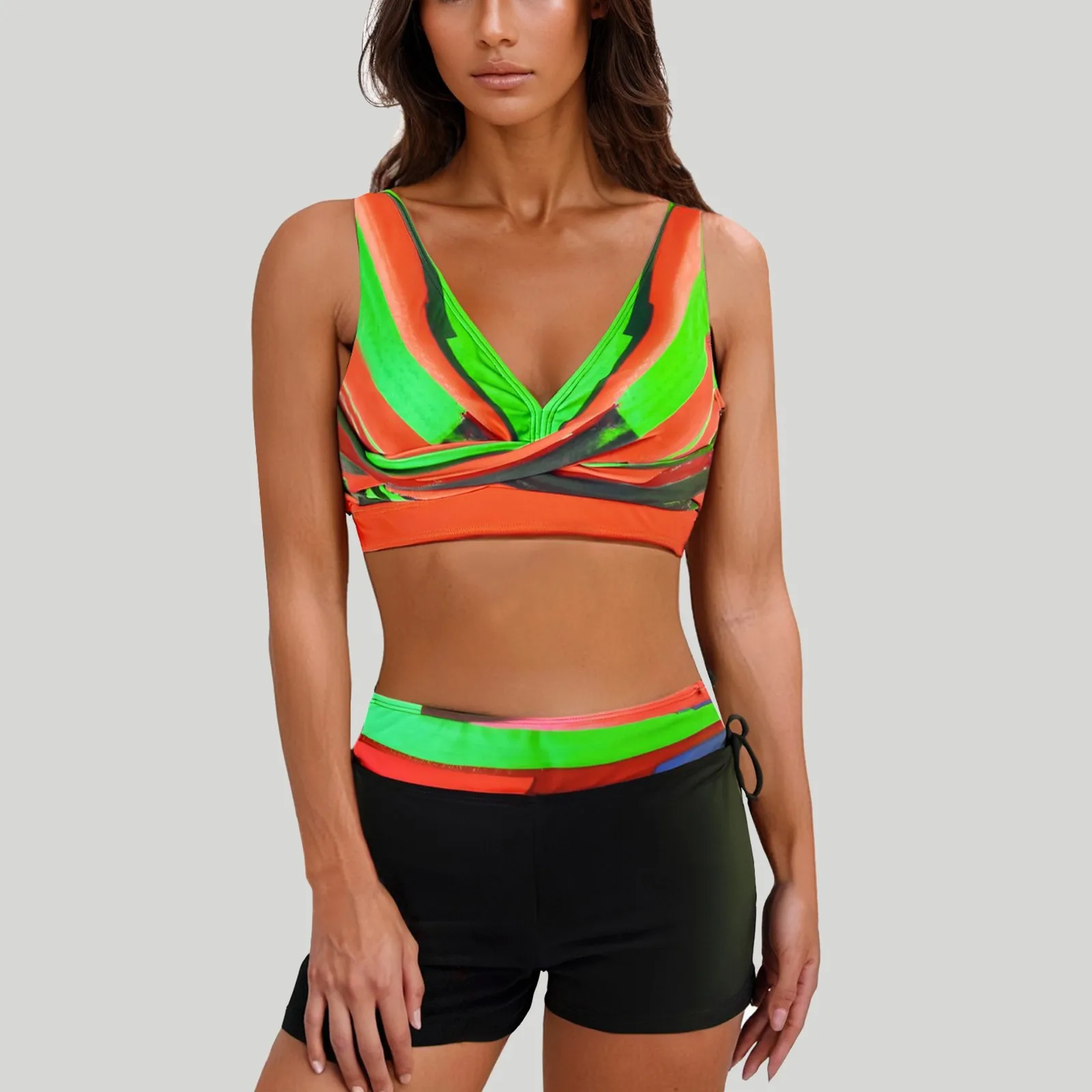 Летний купальник, новый женский купальник высокого качества, красочный купальник с волнистым принтом, пляжный топ на бретелях, купальник maillot de bain femme 
Летний купальник, новый женский купальник высокого качества, красочный купальник с волнистым принтом, пляжный топ на бретелях, купальник maillot de bain femme