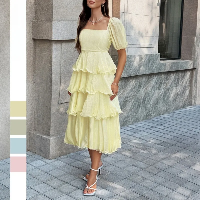Новое модное женское платье с пышными рукавами и оборками, повседневное, элегантное, с завышенной талией, для весенне-летнего сезона
Новое модное женское платье с пышными рукавами и оборками, повседневное, элегантное, с завышенной талией, для весенне-летнего сезона