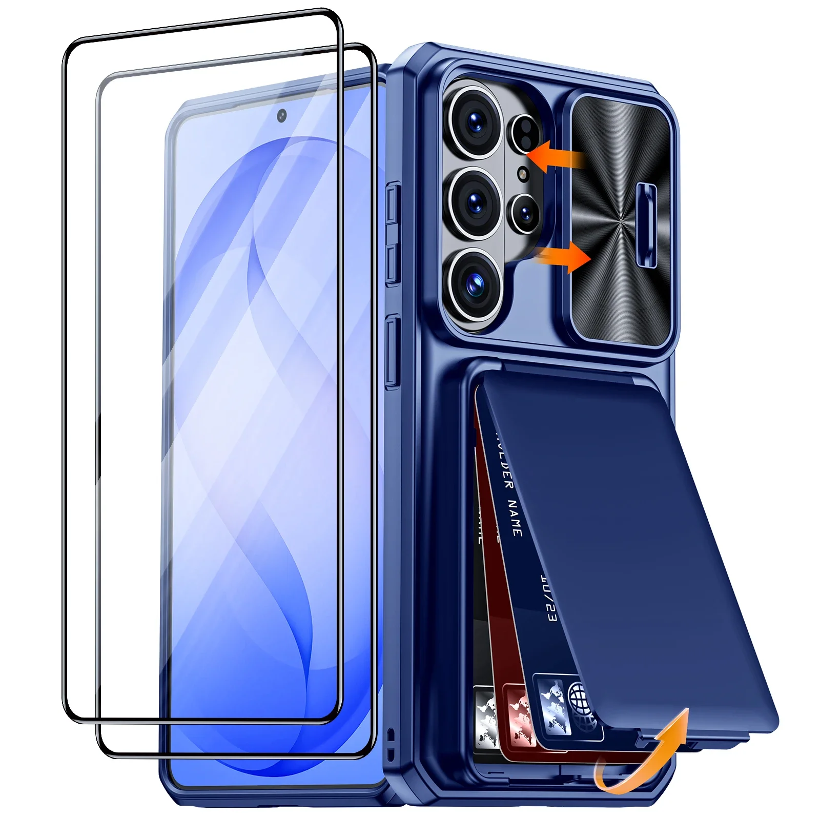 For Samsung Galaxy S26 Ultra With Card Holder Sliding Camera Cover And Stand Phone Case, Anti-Fall PC+TPU Wallet Case-Blue
For Samsung Galaxy S26 Ultra With Card Holder Sliding Camera Cover And Stand Phone Case, Anti-Fall PC+TPU Wallet Case-Blue