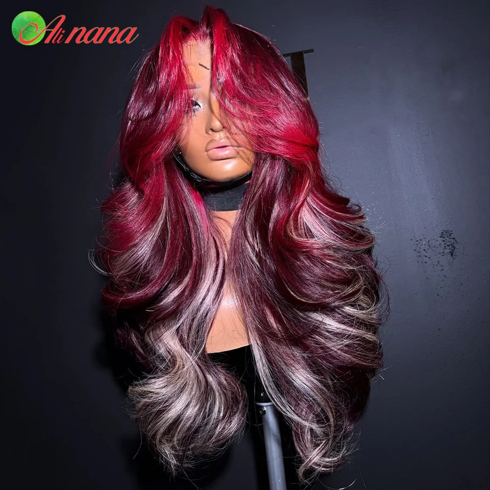 Highlight 99J Red With Blonde Colored 13x6 Lace Frontal Wigs Human Hair For Women Pre-Plucked 5X7 Lace Closure Wig 180% Density
Highlight 99J Red With Blonde Colored 13x6 Lace Frontal Wigs Human Hair For Women Pre-Plucked 5X7 Lace Closure Wig 180% Density