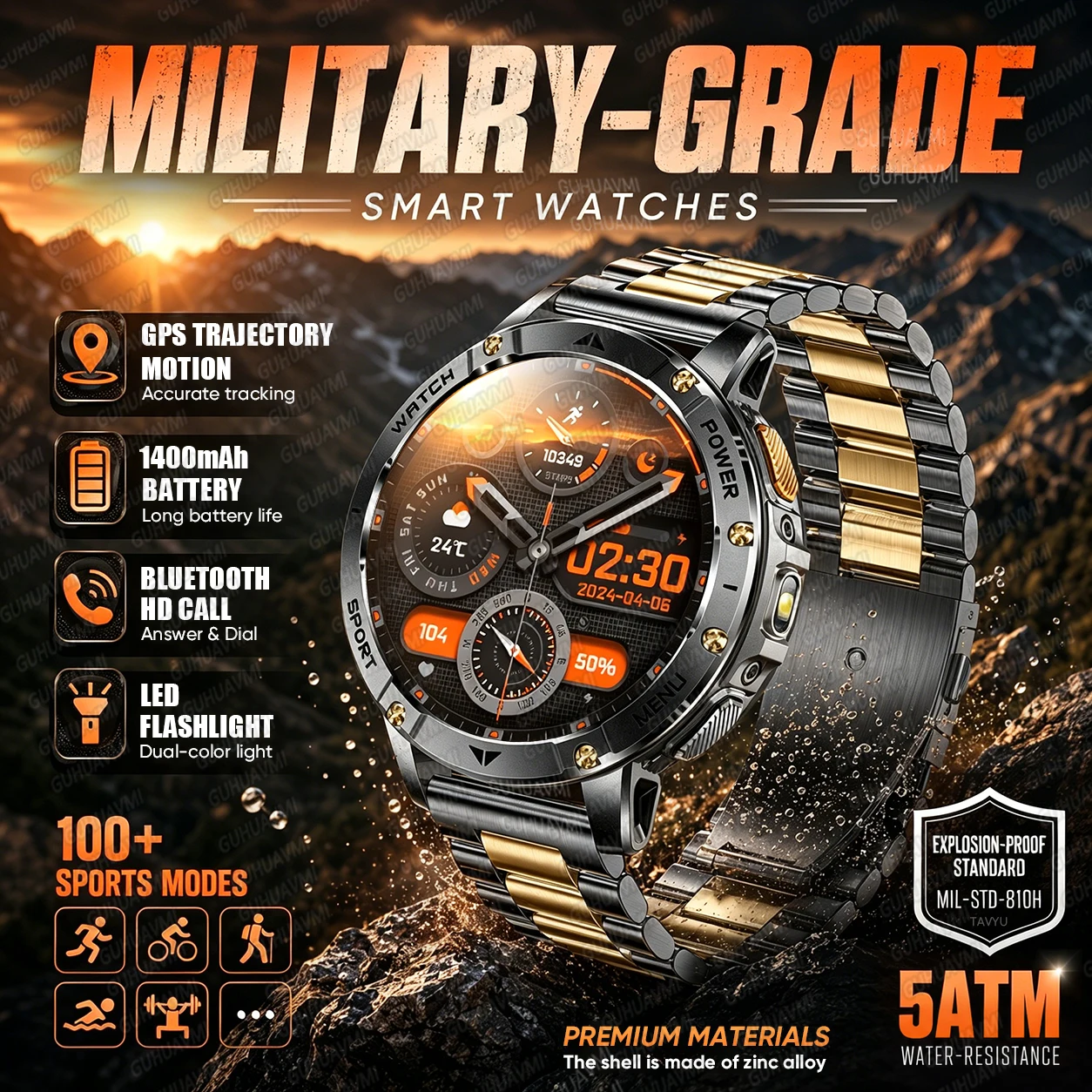 2026 Outdoor Military 1400mAh Battery Smart Watch Men 1.7" HD Screen 5ATM Waterproof Flashlight Bluetooth Call Sports Bracelets
2026 Outdoor Military 1400mAh Battery Smart Watch Men 1.7" HD Screen 5ATM Waterproof Flashlight Bluetooth Call Sports Bracelets