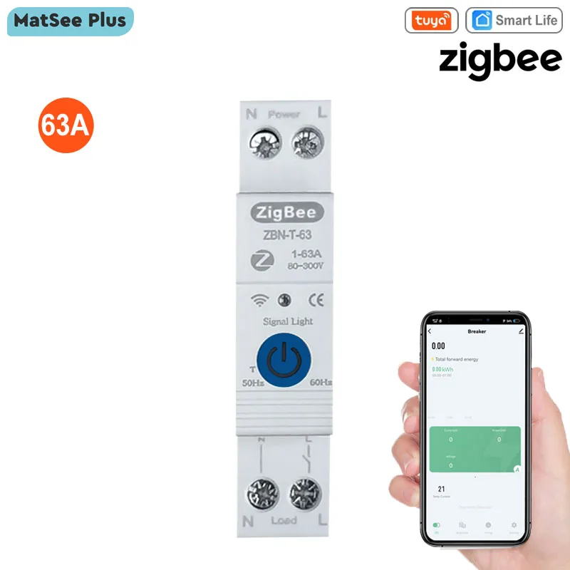 Tuya ZigBee Smart Switch Circuit Breaker 1P 63A DIN Rail Timer App Remote Control On Off Supports Alexa Google Home Need Gateway
Tuya ZigBee Smart Switch Circuit Breaker 1P 63A DIN Rail Timer App Remote Control On Off Supports Alexa Google Home Need Gateway
