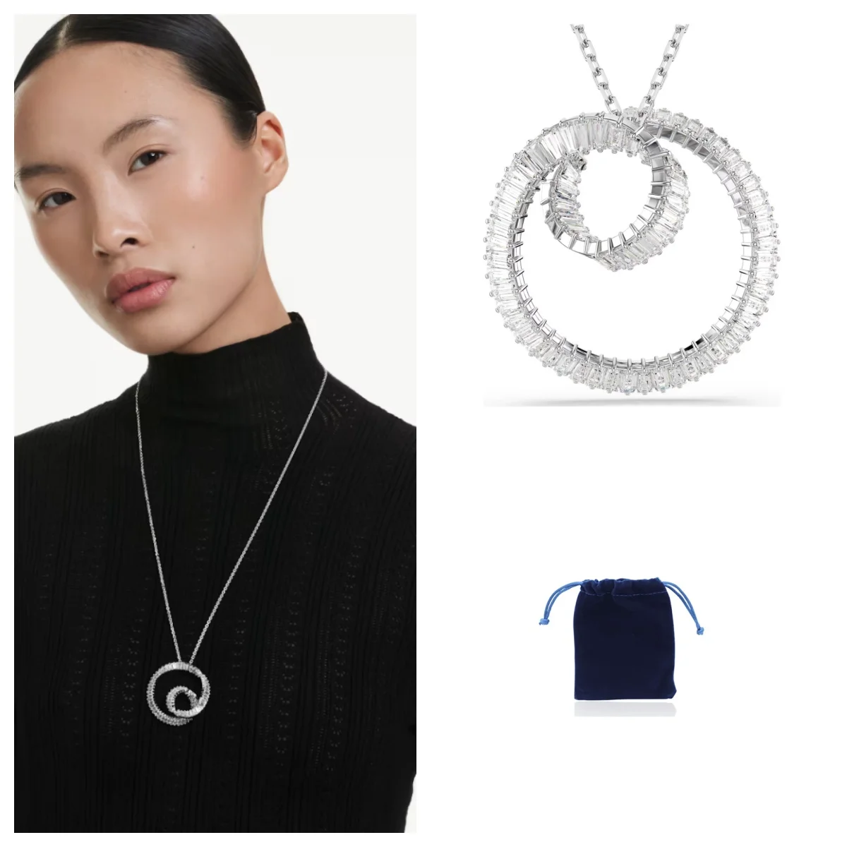 Matrix pendant Baguette cut, White, Rhodium plated
Matrix pendant Baguette cut, White, Rhodium plated