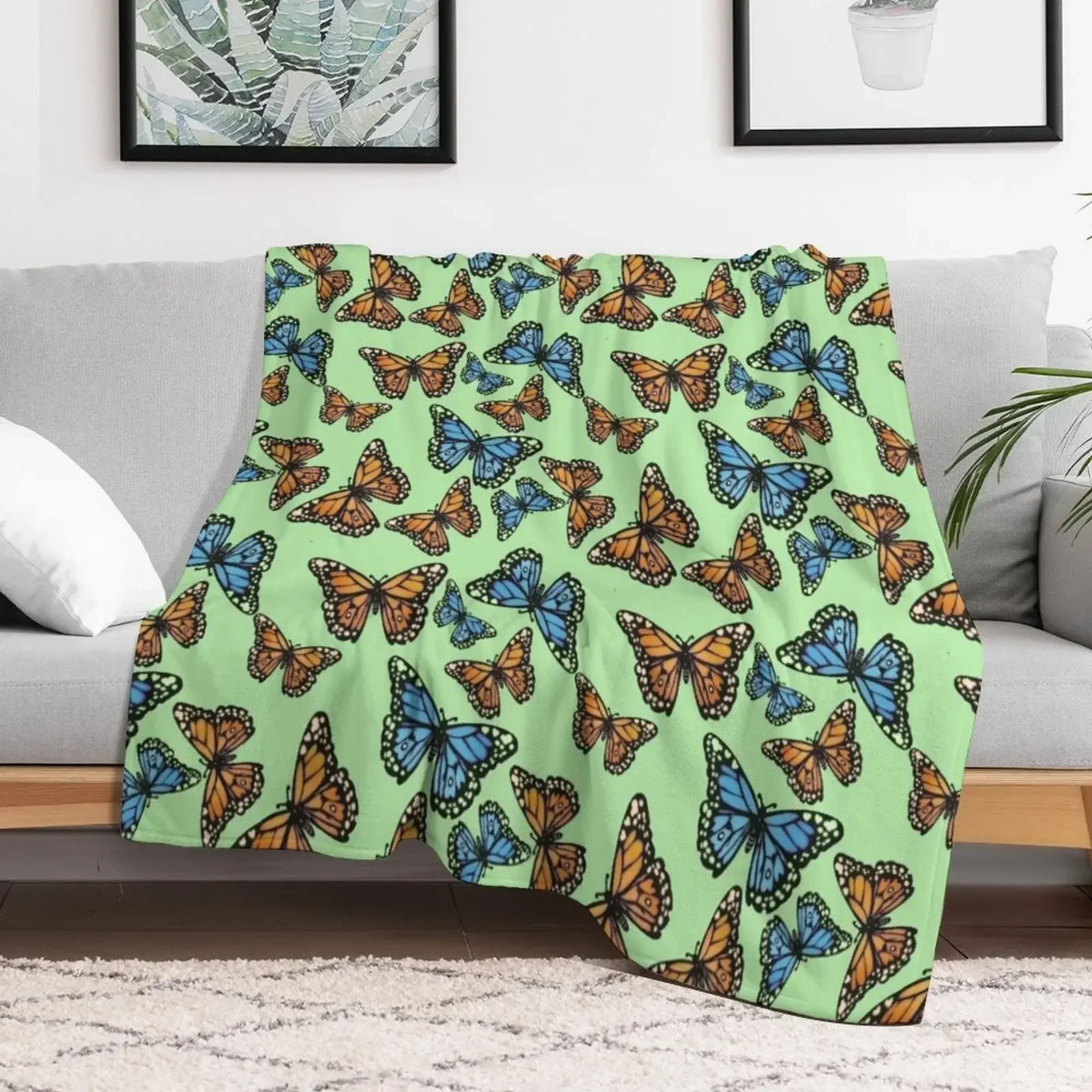 Blue and Orange Monarchs on Pastel Green Throw Blanket Weighted Beautifuls Blankets
Blue and Orange Monarchs on Pastel Green Throw Blanket Weighted Beautifuls Blankets