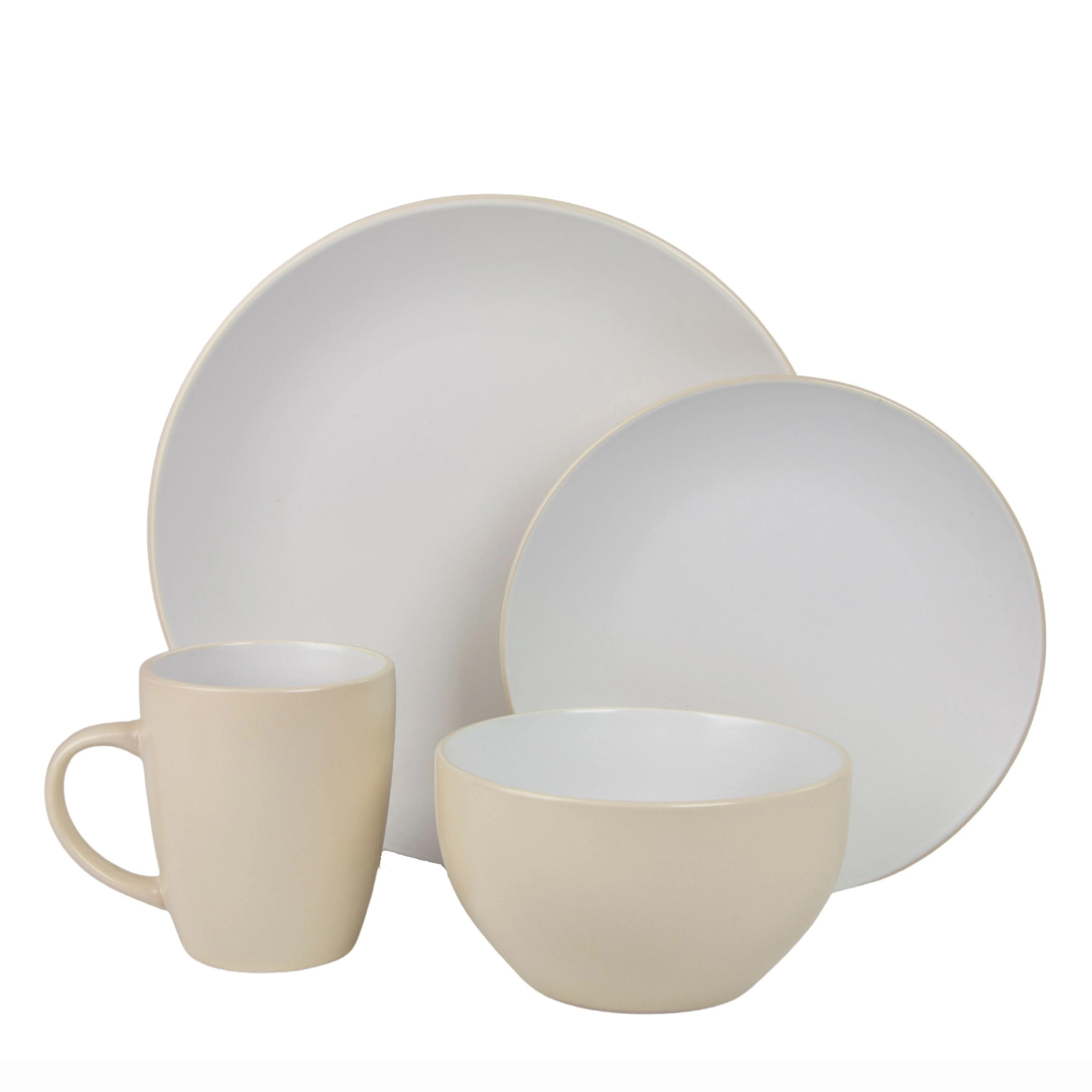 16-Piece Two-Tone Coupe Dinnerware Set in Tan and White
16-Piece Two-Tone Coupe Dinnerware Set in Tan and White
