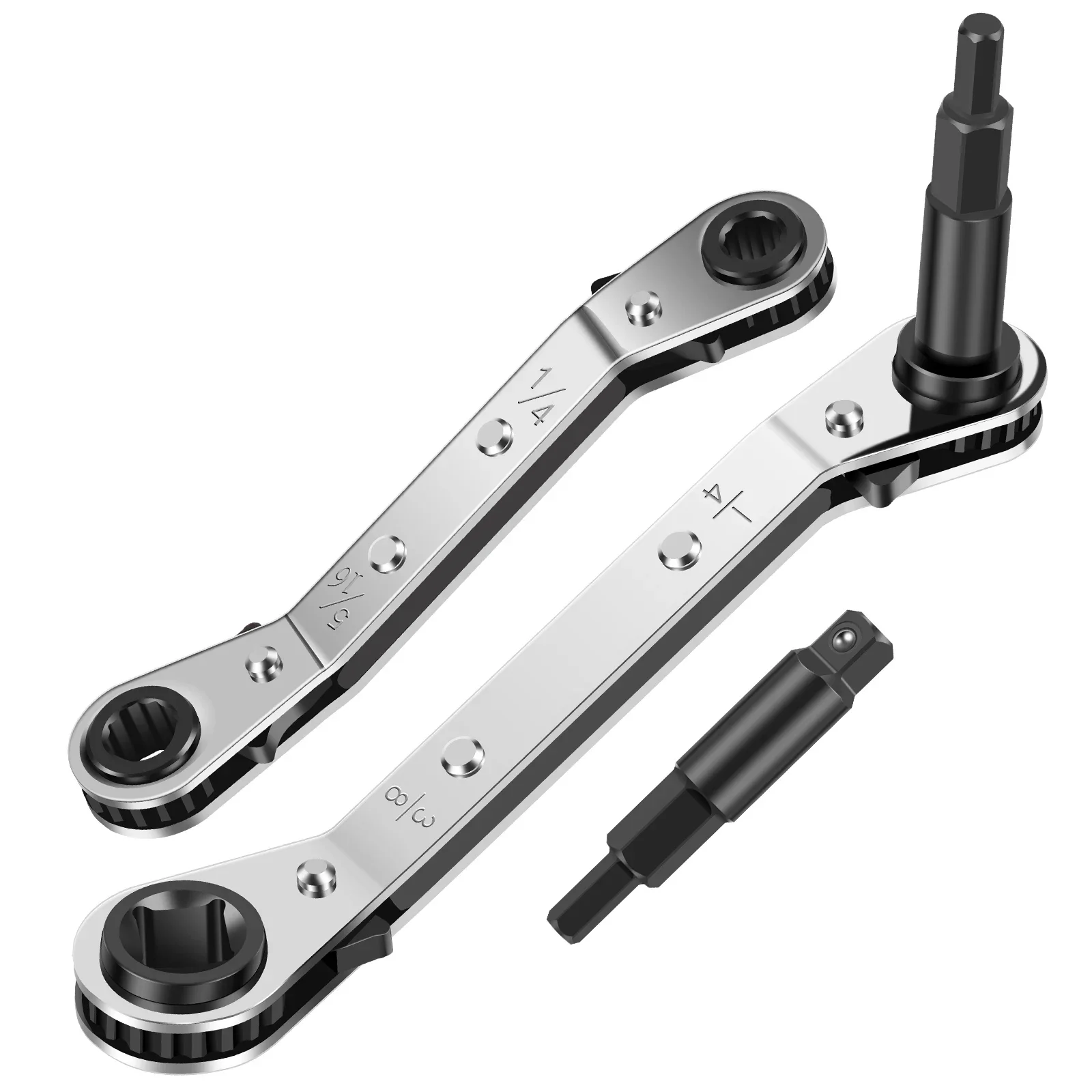 2Pcs Ratchet Wrench Hvac Service Wrench Tools with 2 Hexagon Bit Adapter Kit Waterproof Rustproof Air Conditioner Valve Ratchet
2Pcs Ratchet Wrench Hvac Service Wrench Tools with 2 Hexagon Bit Adapter Kit Waterproof Rustproof Air Conditioner Valve Ratchet