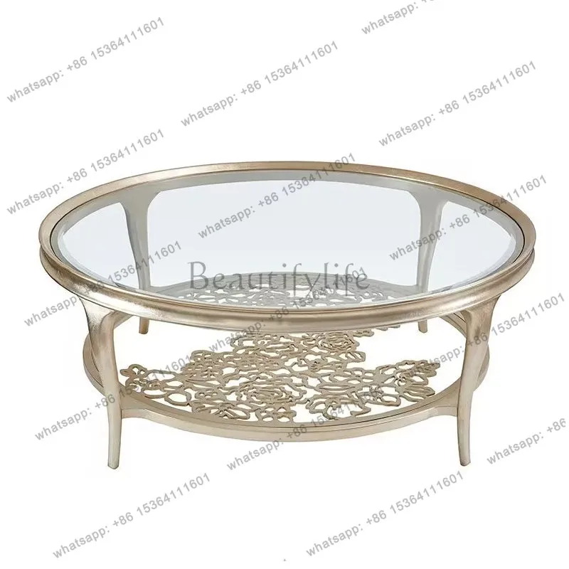American light luxury glass round coffee table living room home high-end French coffee table
American light luxury glass round coffee table living room home high-end French coffee table