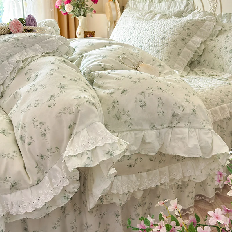 Cottagecore 100% Cotton Bedding Set Vintage French Floral Lace Ruffle Duvet Cover Quilted Bed Skirt With Pillowcases 4/6Pcs
Cottagecore 100% Cotton Bedding Set Vintage French Floral Lace Ruffle Duvet Cover Quilted Bed Skirt With Pillowcases 4/6Pcs