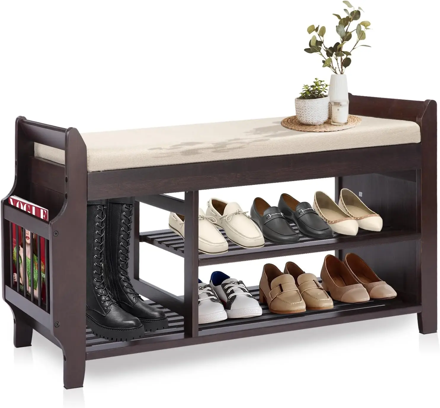 Bamboo Shoe Storage Bench, 3-Tier Shoe Ra With Padded Seat Cushion, Shoe Organizer Shelves For Entryway, Living Room, Bedroom,
Bamboo Shoe Storage Bench, 3-Tier Shoe Ra With Padded Seat Cushion, Shoe Organizer Shelves For Entryway, Living Room, Bedroom,