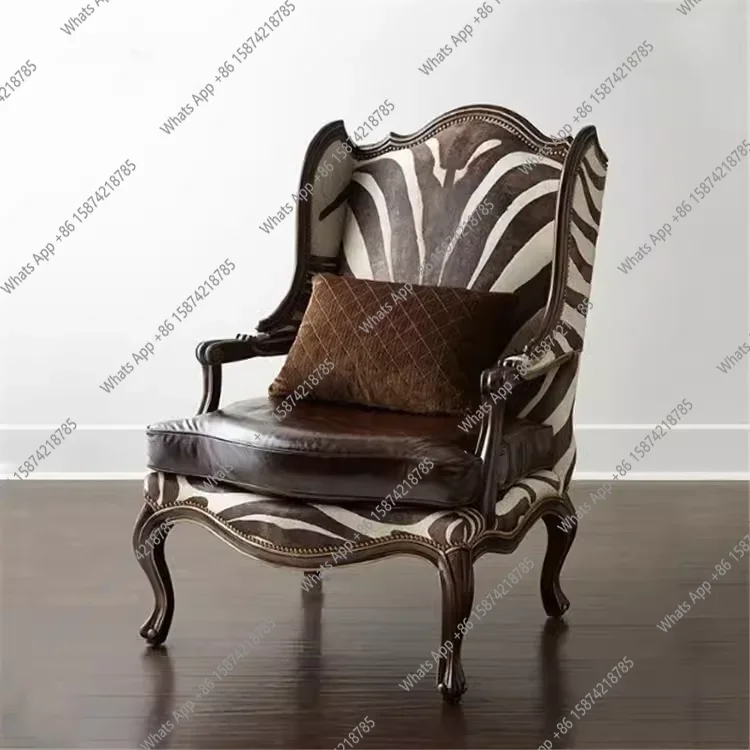 MX American Solid Wood Vintage Sofa, Simple Zebra Pattern Leather Art, High-back Tiger Chair, Living Room Balcony, Single Lounge
MX American Solid Wood Vintage Sofa, Simple Zebra Pattern Leather Art, High-back Tiger Chair, Living Room Balcony, Single Lounge