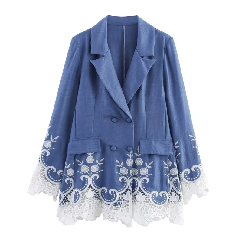 Elegant Blazer Coat Women Fashion Casual Hollow Out Embroidered Splicing Double-breasted Suit Jacket Office Lady 2025 New Autumn
Elegant Blazer Coat Women Fashion Casual Hollow Out Embroidered Splicing Double-breasted Suit Jacket Office Lady 2025 New Autumn