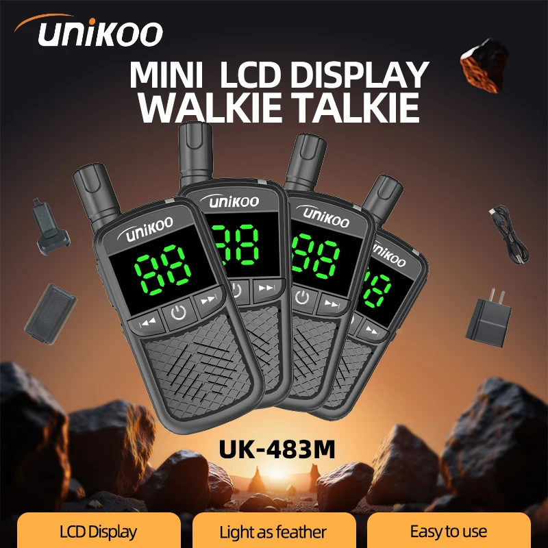 4 PCS UNIKOO UK483M Mini Portable Walkie Talkie LCD Display Type-c charging Handheld Radio Comunicador Long Range Transceiver
4 PCS UNIKOO UK483M Mini Portable Walkie Talkie LCD Display Type-c charging Handheld Radio Comunicador Long Range Transceiver