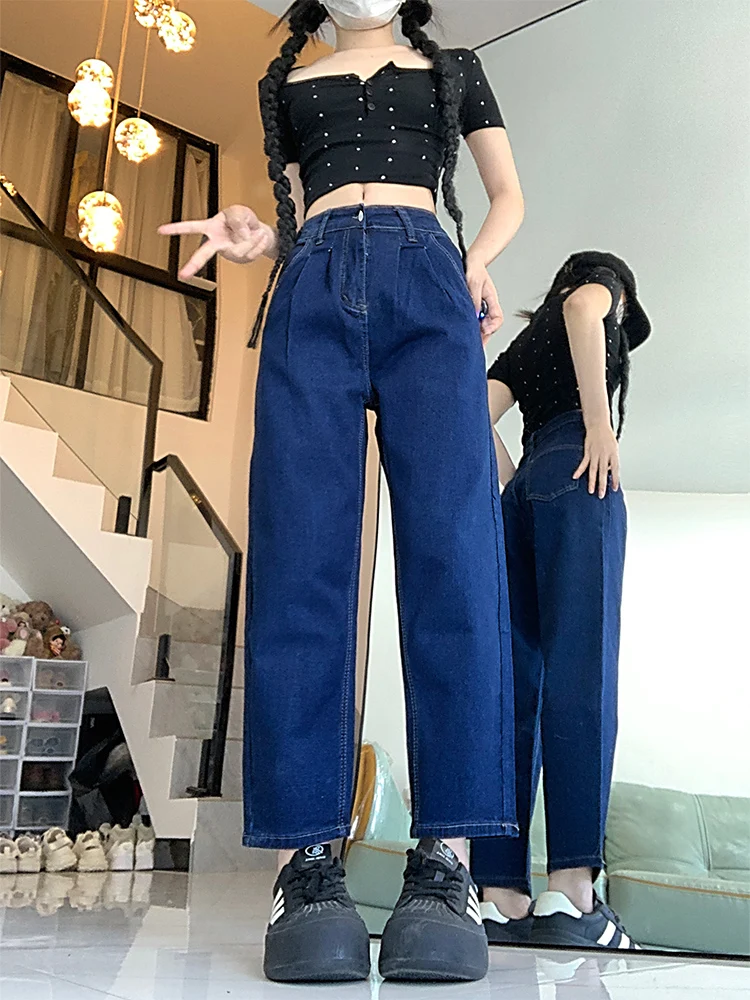Широкие джинсы-шаровары с высокой талией, женские осенние свободные брюки-баровары с эластичной резинкой на талии и матери, свободные брюки для папы, темно-синие
Широкие джинсы-шаровары с высокой талией, женские осенние свободные брюки-баровары с эластичной резинкой на талии и матери, свободные брюки для папы, темно-синие