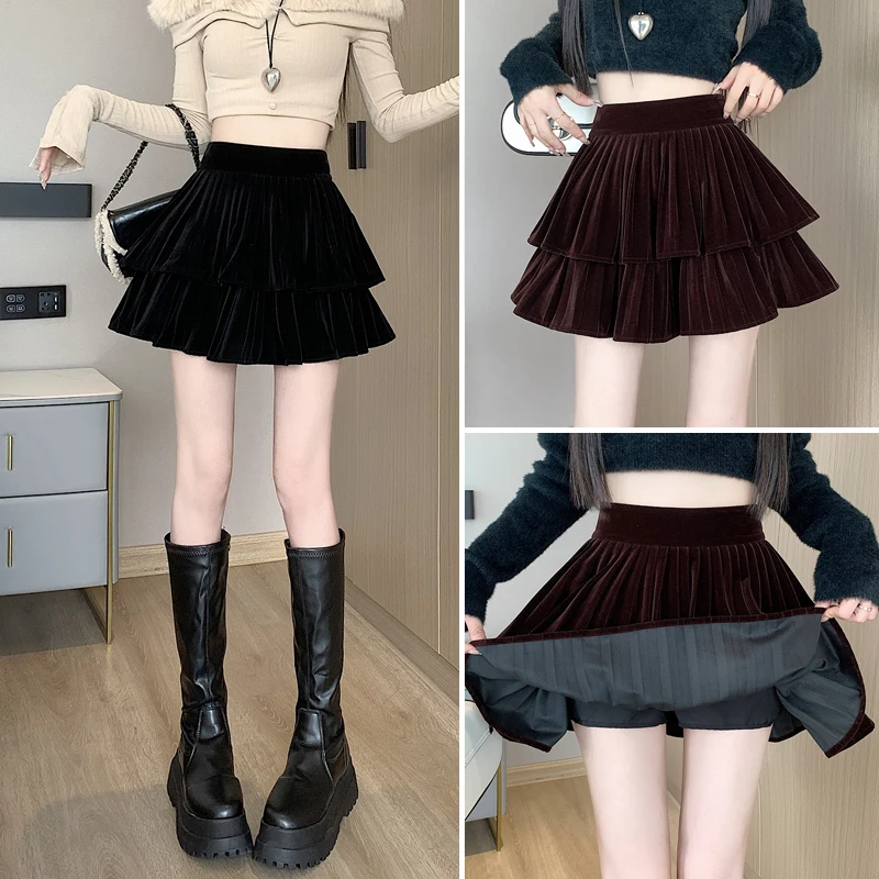Velvet Cake Half Skirt Women's 2023 Autumn/Winter High Waist Slim A Line Skirt Pleated Skirt Mini Short Skirt Winter Skirt
Velvet Cake Half Skirt Women's 2023 Autumn/Winter High Waist Slim A Line Skirt Pleated Skirt Mini Short Skirt Winter Skirt