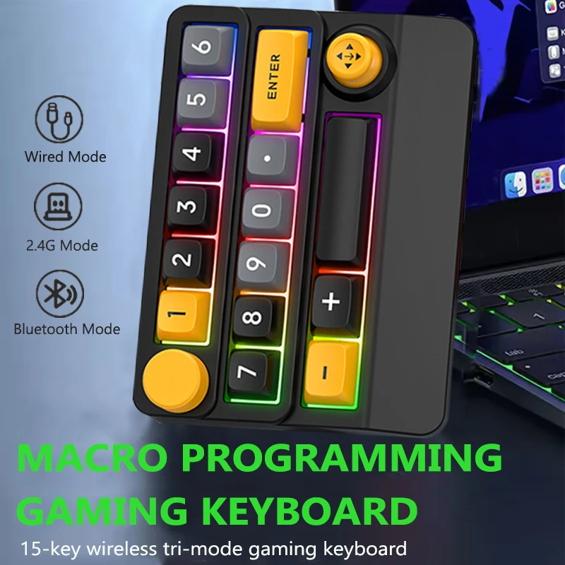 Programmable Bluetooth 2.4G Mechanical Keyboard With Joystick Hot-Swap Wired Gaming Keypad RGB Backlight 15Keys Mini Keyboard
Programmable Bluetooth 2.4G Mechanical Keyboard With Joystick Hot-Swap Wired Gaming Keypad RGB Backlight 15Keys Mini Keyboard