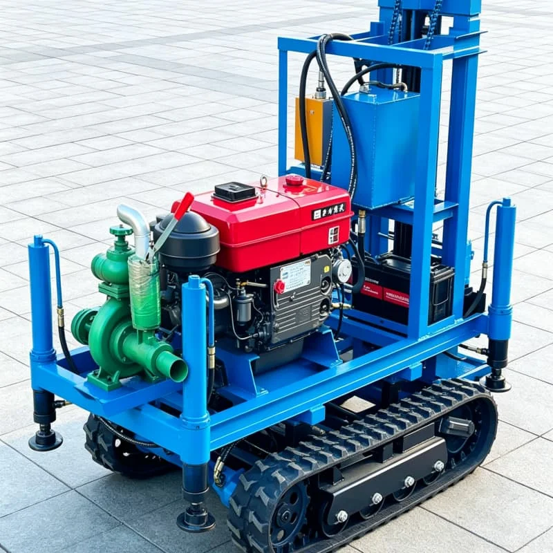 Customized Crawler Diesel Water Well Drilling Rig with High-power Mud Pump, for Farmland Irrigation Wells
Customized Crawler Diesel Water Well Drilling Rig with High-power Mud Pump, for Farmland Irrigation Wells