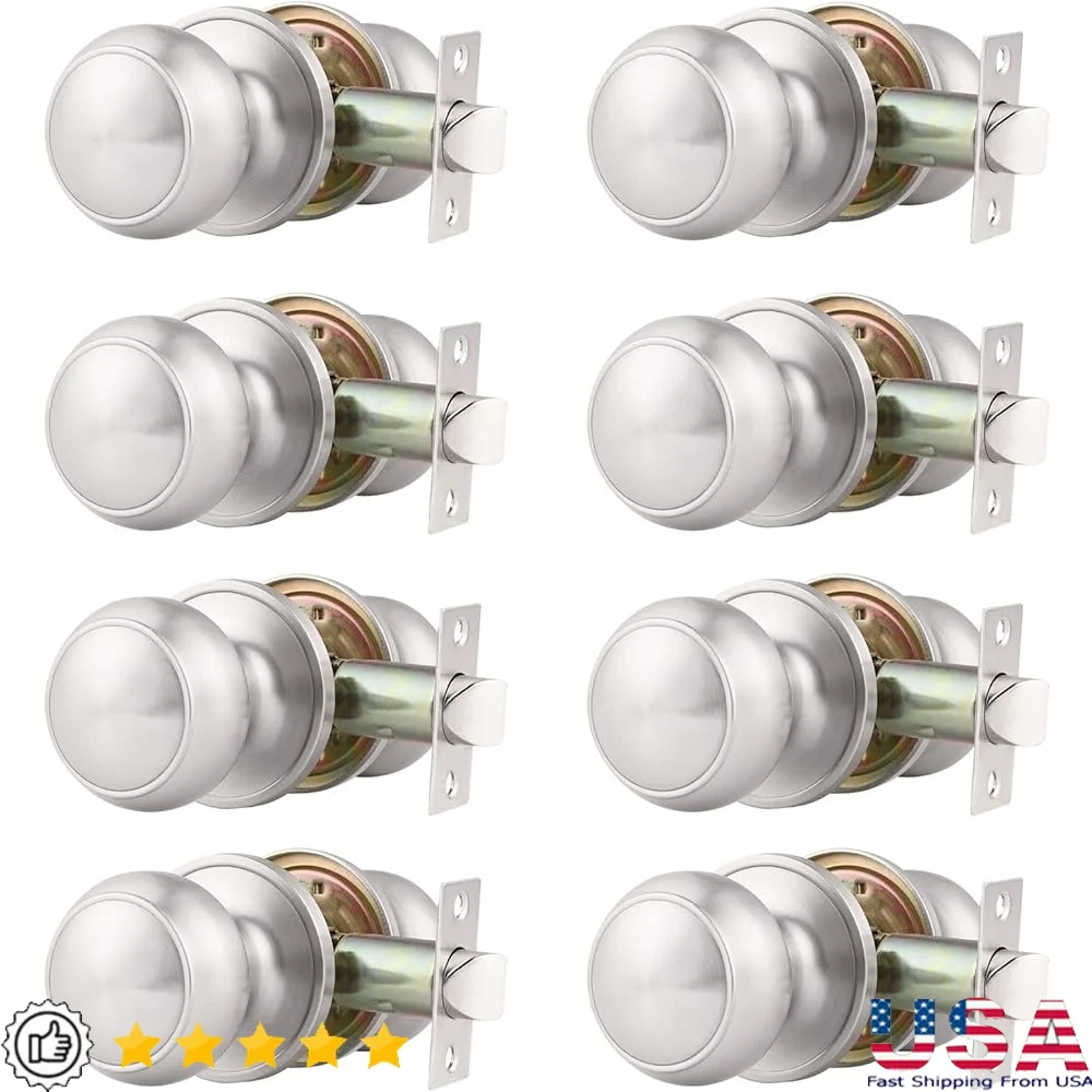 8 Pack Keyless Interior Passage Door Knobs Satin Nickel Hall Closet Lockset Durable Stainless Steel Easy Installation Security
8 Pack Keyless Interior Passage Door Knobs Satin Nickel Hall Closet Lockset Durable Stainless Steel Easy Installation Security