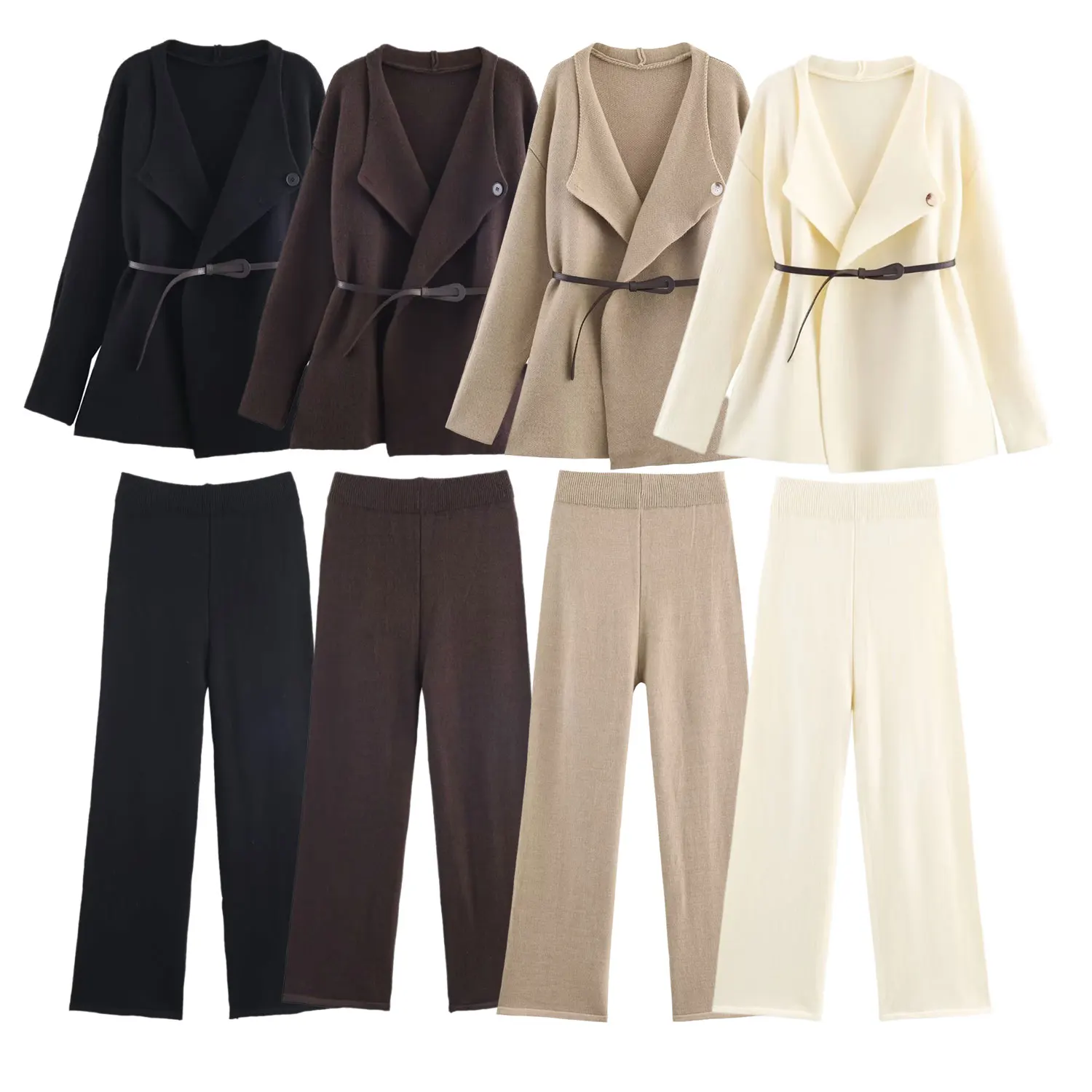 HH Woman's Autumn Causal Solid Knitted Suit Long Sleeves Belted Cardigan+High Waist Straight Wide Leg Pants Female Fashion Suit
HH Woman's Autumn Causal Solid Knitted Suit Long Sleeves Belted Cardigan+High Waist Straight Wide Leg Pants Female Fashion Suit