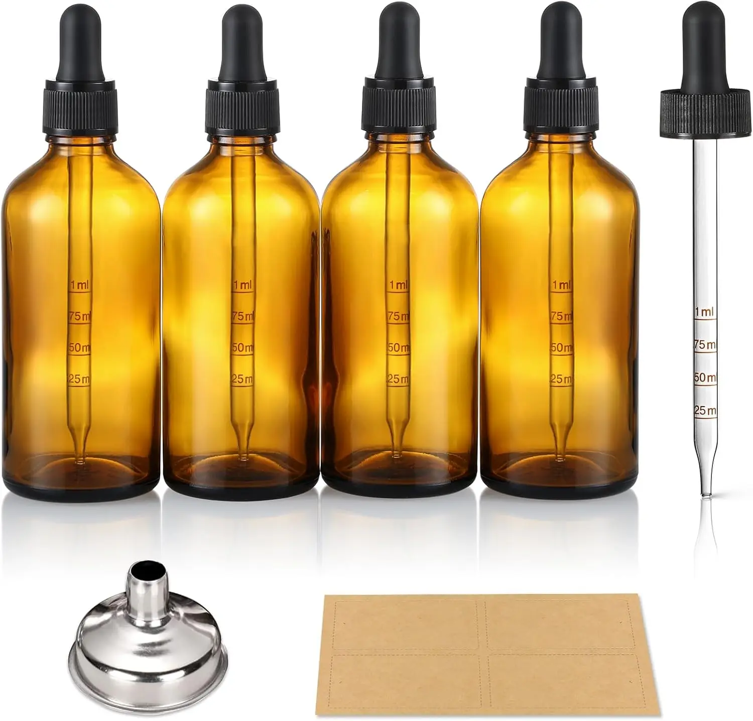 4 Pack 4oz Dark Amber Glass Dropper Bottles with Measured Dropper, 120ml Leakproof Essential Oil Bottles for Health & Beauty
4 Pack 4oz Dark Amber Glass Dropper Bottles with Measured Dropper, 120ml Leakproof Essential Oil Bottles for Health & Beauty