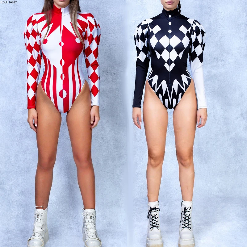 Dark Clown Buffon Sleeve Bodysuit Circus Joker Carnival Holiday Party Jumpsuit Women Graffiti Lattice Tight Beach Swimsuit 2026
Dark Clown Buffon Sleeve Bodysuit Circus Joker Carnival Holiday Party Jumpsuit Women Graffiti Lattice Tight Beach Swimsuit 2026