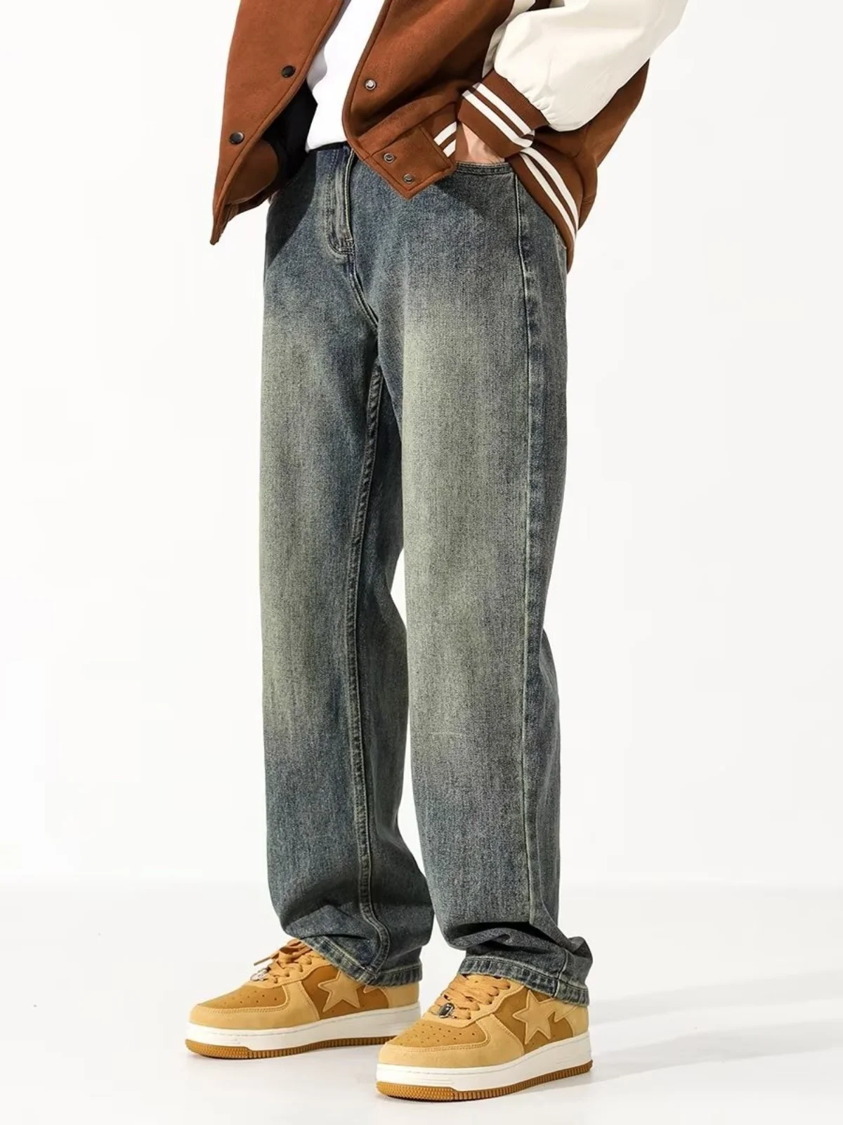 Retro American Denim Jeans Men's Weathered Mud Dye Straight Loose Casual Pants Wide Leg Vertical Sensation Jeans
Retro American Denim Jeans Men's Weathered Mud Dye Straight Loose Casual Pants Wide Leg Vertical Sensation Jeans