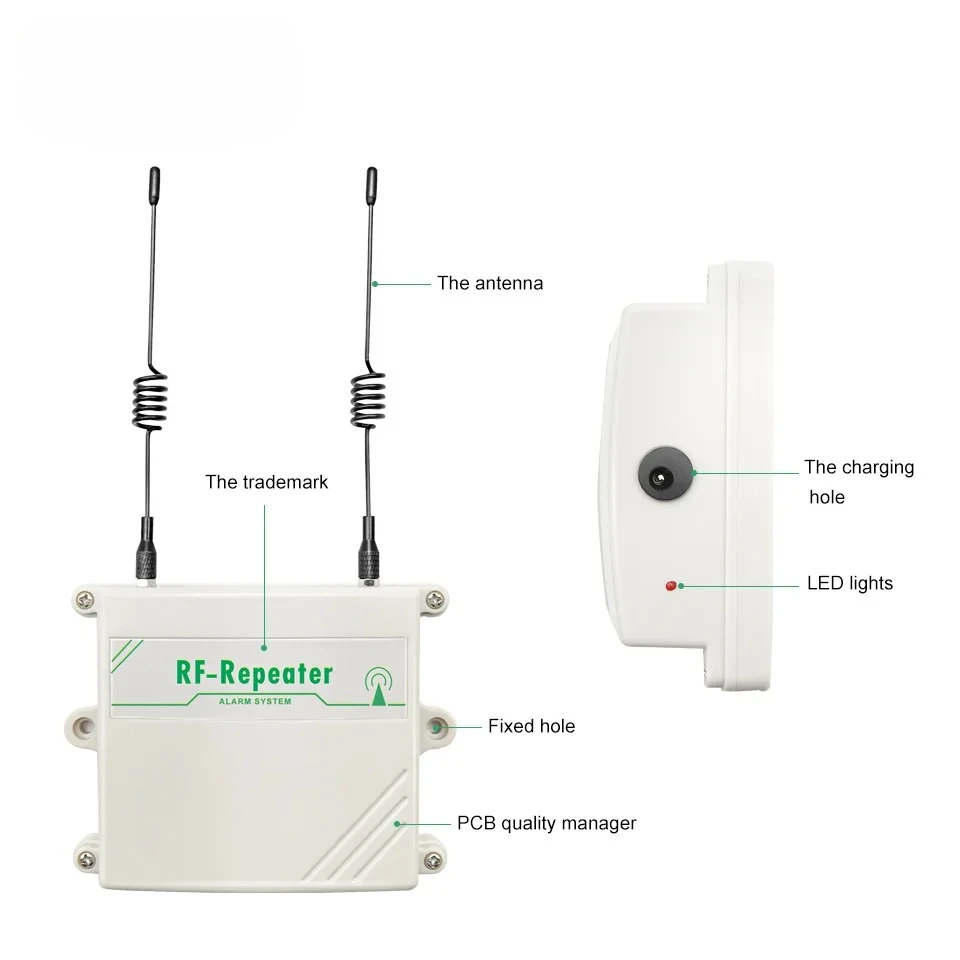 Wireless Repeater 433Mhz 1KM Distance Range Can Work Home Alarm System Uhf Repeater for Factory Home Hospital
Wireless Repeater 433Mhz 1KM Distance Range Can Work Home Alarm System Uhf Repeater for Factory Home Hospital