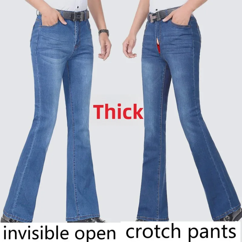 Invisible crotch pants, men's denim flared pants, denim micro-flared pants, full open type: convenient in the wild
Invisible crotch pants, men's denim flared pants, denim micro-flared pants, full open type: convenient in the wild