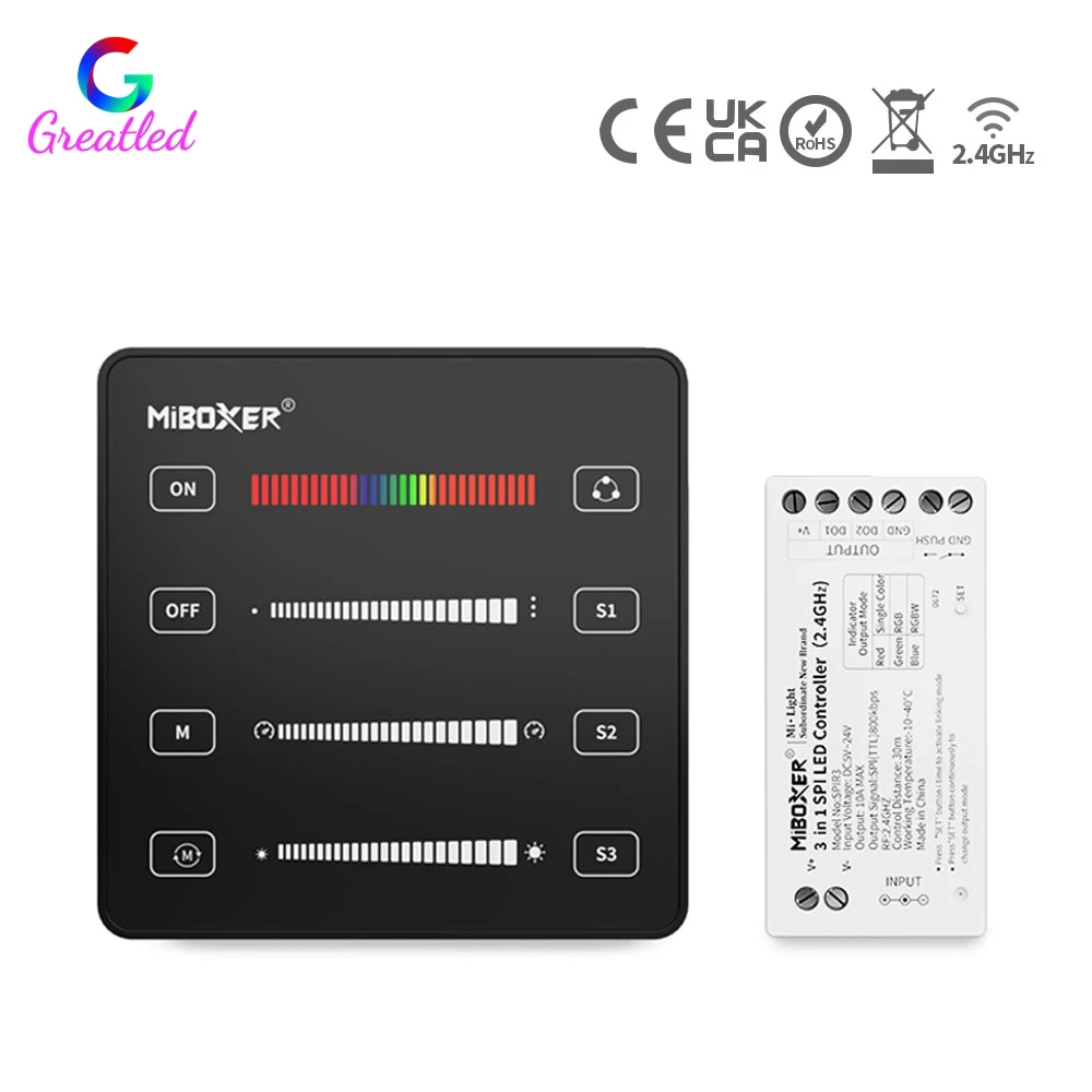 Miboxer 3 in 1 (Single Color+RGB+RGBW) SPI LED Controller B6 2.4G SPI Touch Panel C6 Remote For WS2811 WS2812B WS2815 LED Strip
Miboxer 3 in 1 (Single Color+RGB+RGBW) SPI LED Controller B6 2.4G SPI Touch Panel C6 Remote For WS2811 WS2812B WS2815 LED Strip