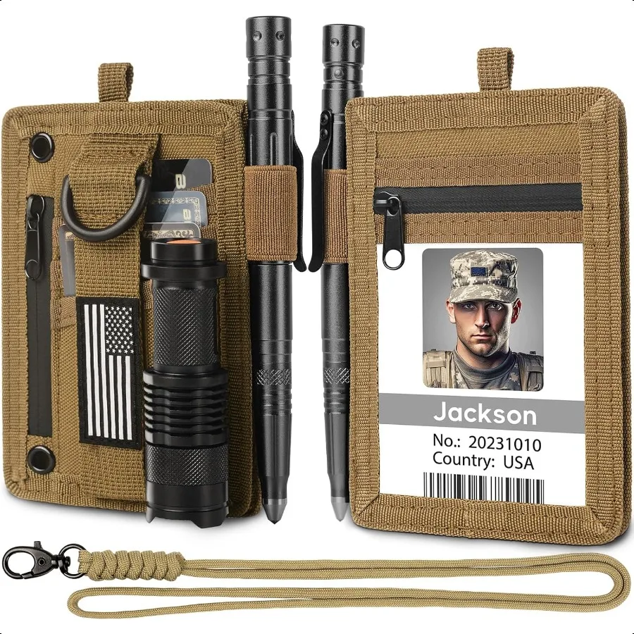 Tactical ID Card Holder 900D Nylon Hook Loop Patch Badge Holder Waterproof Zipper Pocket Neck Lanyard Key Ring and Credit Card
Tactical ID Card Holder 900D Nylon Hook Loop Patch Badge Holder Waterproof Zipper Pocket Neck Lanyard Key Ring and Credit Card