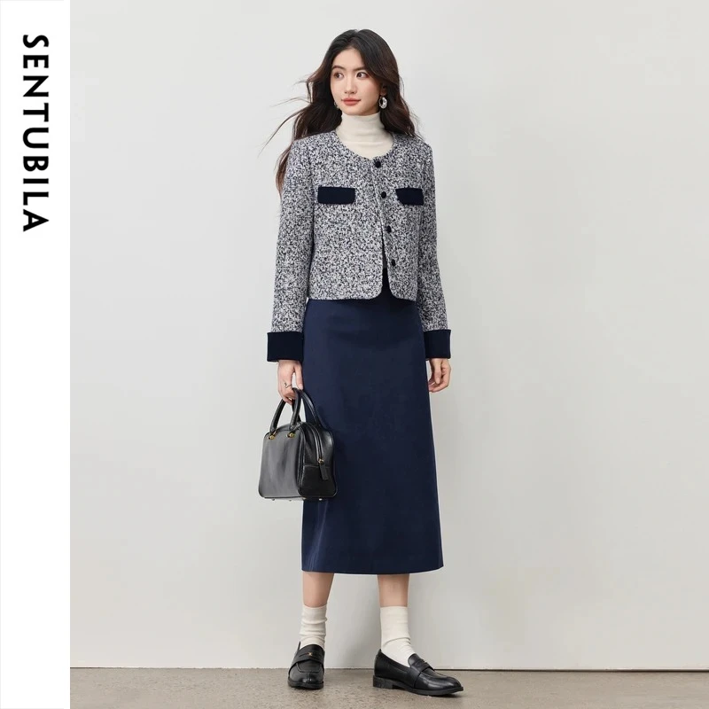 SENTUBILA Women's Skirt Set O-Neck Short Jacket & A-Line Skirt Minimalist Blue Elegant 2026 Autumn Matching Outfit 154ZA3552
SENTUBILA Women's Skirt Set O-Neck Short Jacket & A-Line Skirt Minimalist Blue Elegant 2026 Autumn Matching Outfit 154ZA3552