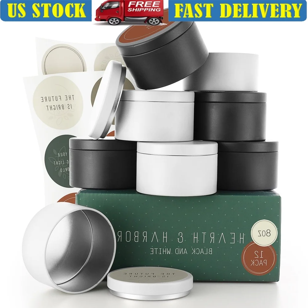 12 Pack 8 Oz Metal Candle Jars with Lids DIY Craft Containers Homemade Candles Organizing Small Items Gifts
12 Pack 8 Oz Metal Candle Jars with Lids DIY Craft Containers Homemade Candles Organizing Small Items Gifts