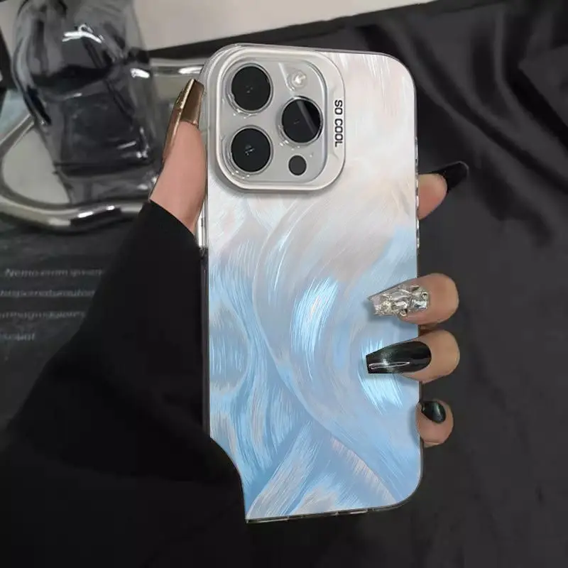 Feathered blue and white design phone case for iPhone 16 15 14 13 12 11 Pro/ Max/Plus shock-proof rear cover anti-fingerprint
Feathered blue and white design phone case for iPhone 16 15 14 13 12 11 Pro/ Max/Plus shock-proof rear cover anti-fingerprint