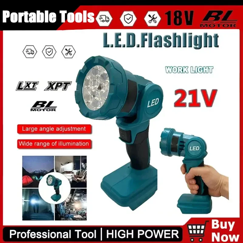 For Makita Cordless LED Work Light Rechargeable Flashlight 18V Battery Power Tools Indoor Outdoors Night Searchlight Tool
For Makita Cordless LED Work Light Rechargeable Flashlight 18V Battery Power Tools Indoor Outdoors Night Searchlight Tool