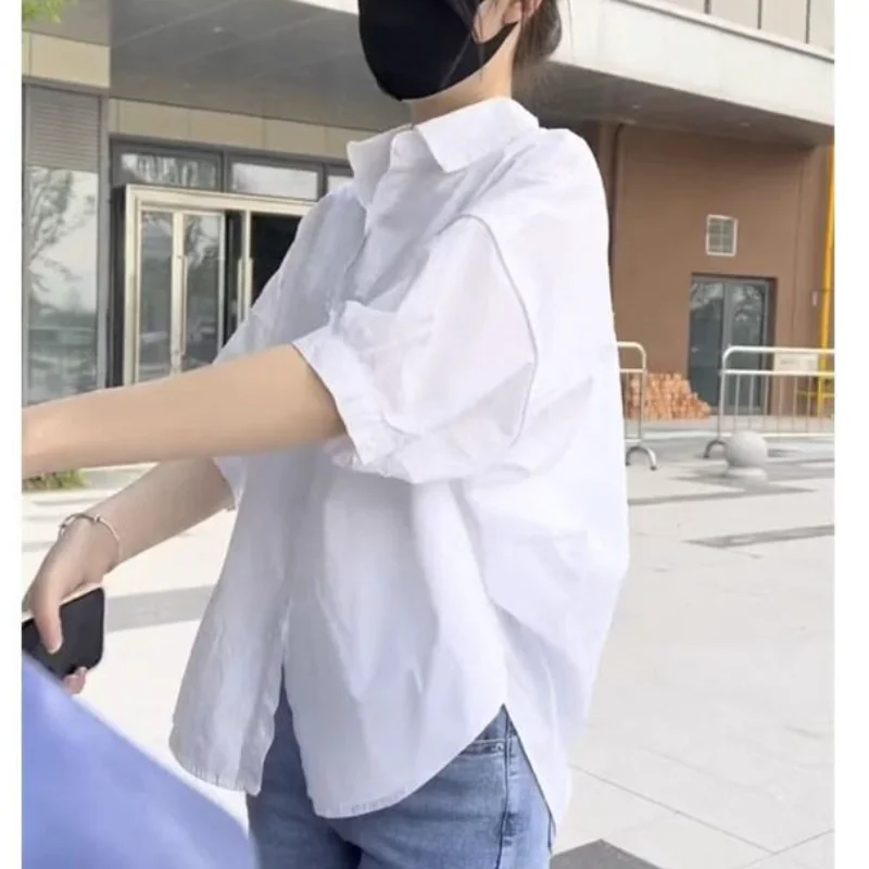 Casual Blusas Office Lady Tops Loose Button Up Shirts for Women Fashion Short Sleeve Cotton White Blouse POLO Collar Shirt 27715
Casual Blusas Office Lady Tops Loose Button Up Shirts for Women Fashion Short Sleeve Cotton White Blouse POLO Collar Shirt 27715