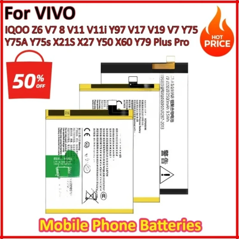 B-C9 B-K6 B-E8 B-M3 B-F0 B-P1 Аккумулятор для VIVO IQOO Z6 V7 8 V11 V11i Y97 V17 V19 V7 Y75 Y75A Y75s X21S X27 Y50 X60 Y79 Plus Pro
B-C9 B-K6 B-E8 B-M3 B-F0 B-P1 Аккумулятор для VIVO IQOO Z6 V7 8 V11 V11i Y97 V17 V19 V7 Y75 Y75A Y75s X21S X27 Y50 X60 Y79 Plus Pro
