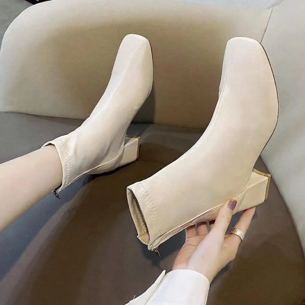 Women's Boots Winter Wind Square Head Back Zip Short Boots Female Thick Heel Medium Heel Boots Winter Warm Style
Women's Boots Winter Wind Square Head Back Zip Short Boots Female Thick Heel Medium Heel Boots Winter Warm Style