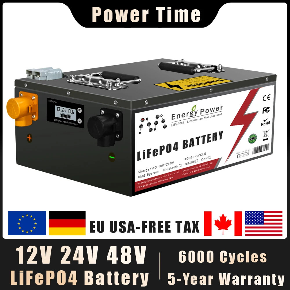 12V 24V 48V 100Ah 200Ah 300Ah LiFePo4 Battery Pack Built-in BMS Lithium Iron Phosphate Batteries For Solar Boat Golf Cart No Tax
12V 24V 48V 100Ah 200Ah 300Ah LiFePo4 Battery Pack Built-in BMS Lithium Iron Phosphate Batteries For Solar Boat Golf Cart No Tax
