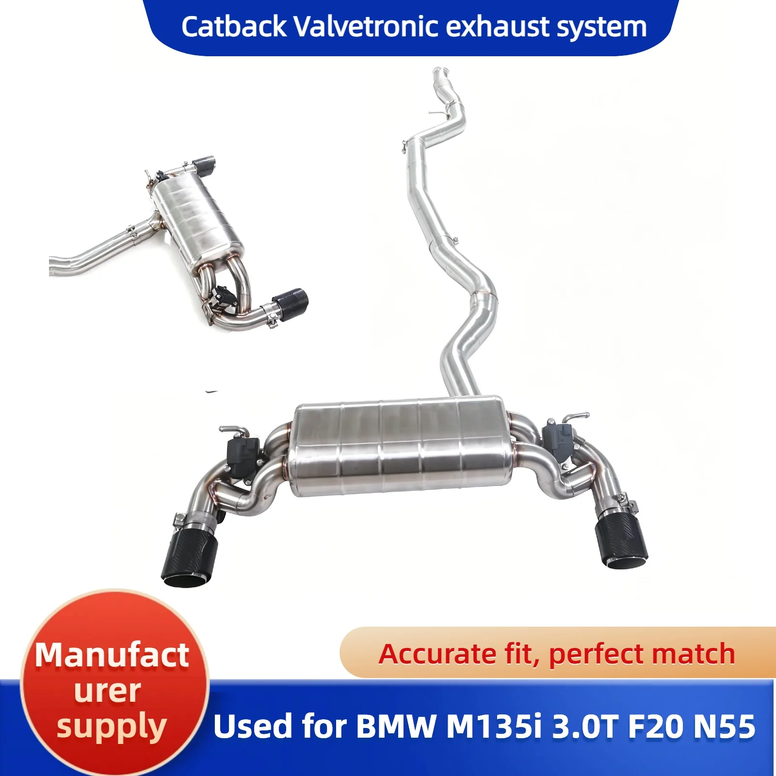 GFC is suitable for the 2014 BMW M135i 2.0T F20 n55 304 stainless steel Catback Valvetronic exhaust system
GFC is suitable for the 2014 BMW M135i 2.0T F20 n55 304 stainless steel Catback Valvetronic exhaust system